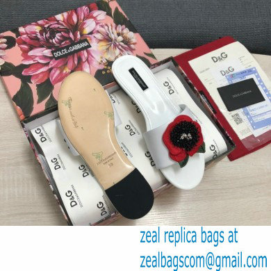 Dolce  &  Gabbana Black Red Roses Slides White 2022